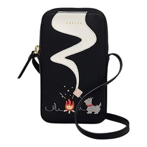 RADLEY LONDON Black Purse Crossbody Bag Scotty Dog Campfire Design Arts